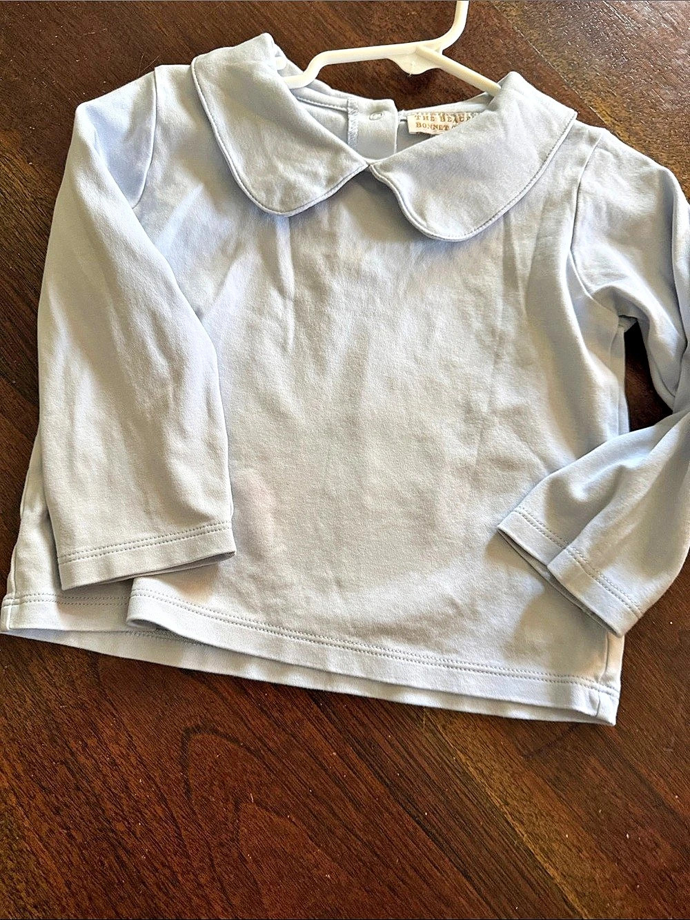 The Beaufort Bonnet Company Girls' Long Sleeve Peter Pan Collar Top Blue 4T Like